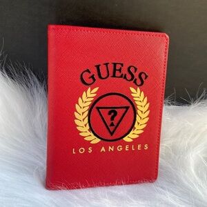New GUESS Red Logo Passport Case